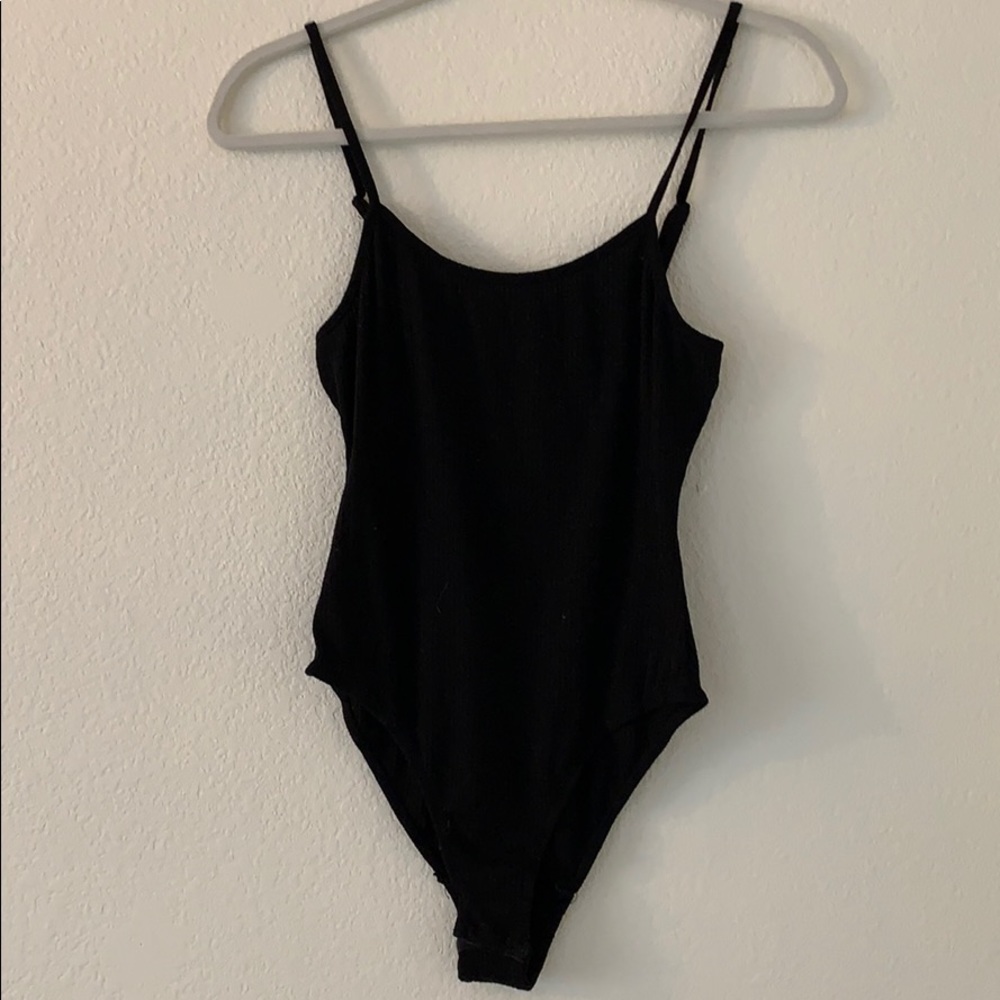 Black spaghetti strap bodysuit